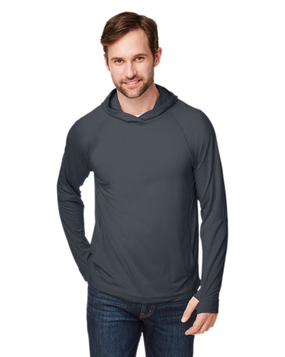 North End Unisex JAQ Stretch Performance Hooded T-Shirt NE105 #color_CARBON