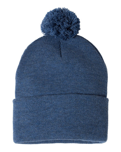 Sportsman 12" Pom-Pom Cuffed Beanie SP15 #color_Heather Dark Royal