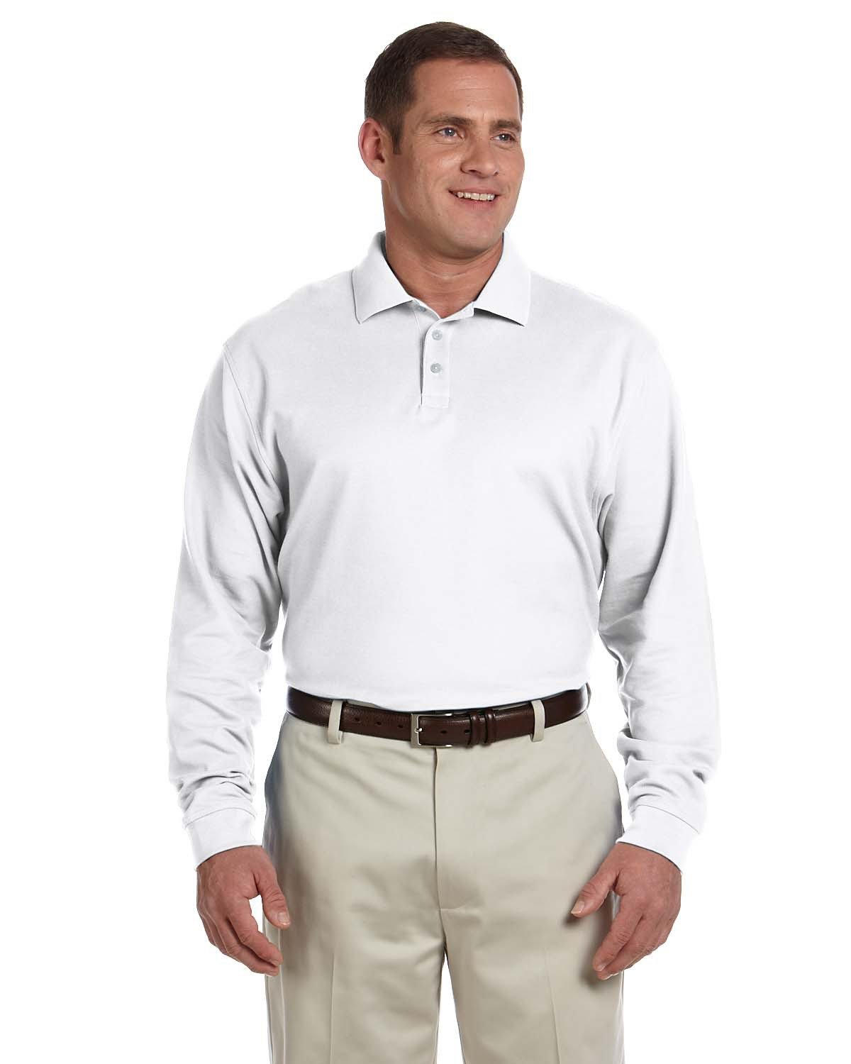 Devon & Jones Men's Pima Piqué Long-Sleeve Polo D110