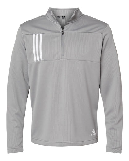 Adidas 3-Stripes Double Knit Quarter-Zip Pullover A482 #color_Grey Three/ White