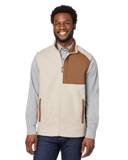 North End Men's Aura Sweater Fleece Vest NE714 #color_OATML HTHR / TEAK