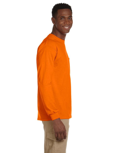 Gildan Adult Ultra Cotton® Long-Sleeve Pocket T-Shirt G241 #color_S ORANGE