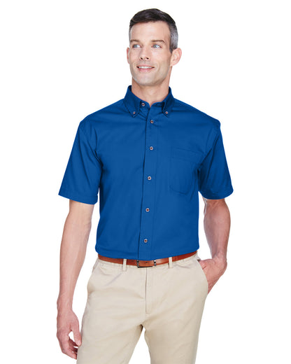 Harriton Men's Easy Blend™ Short-Sleeve Twill Shirt with Stain-Release M500S #color_FRENCH BLUE