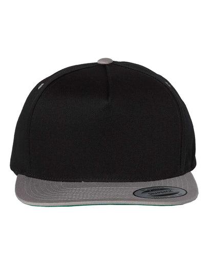 YP Classics Five-Panel Cotton Twill Snapback Cap 6007 #color_Black/ Grey