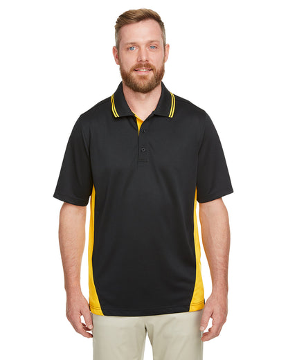 Harriton Men's Flash Snag Protection Plus IL Colorblock Polo M386 #color_BLACK / SNRY YLLW