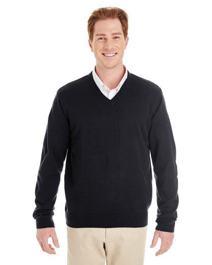 Harriton Men's Pilbloc™ V-Neck Sweater M420 #color_BLACK