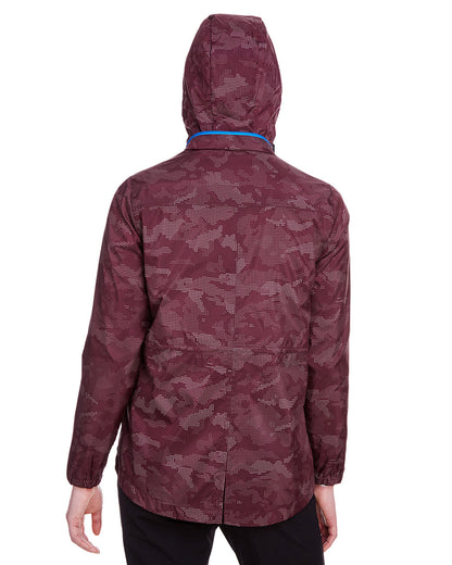 North End Ladies' Rotate Reflective Jacket NE711W #color_BURGNDY / OLY BLU