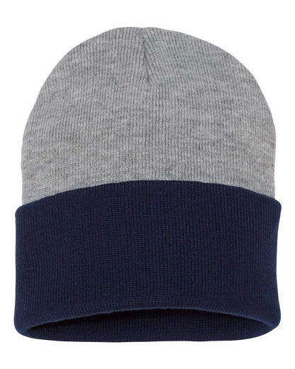 Sportsman 12" Color Blocked Cuffed Beanie SP12T #color_Heather/ Navy