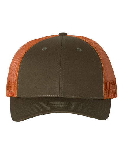 Richardson Low Pro Trucker Cap 115 #color_Dark Loden/ Jaffa Orange