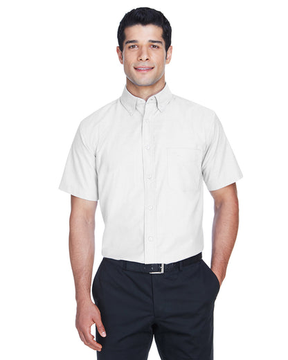 Harriton Men's Short-Sleeve Oxford with Stain-Release M600S #color_WHITE