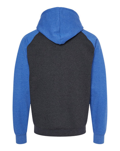 King Fashion Fleece Raglan Hooded Sweatshirt KF4042 #color_Dark Charcoal/ Heather Royal