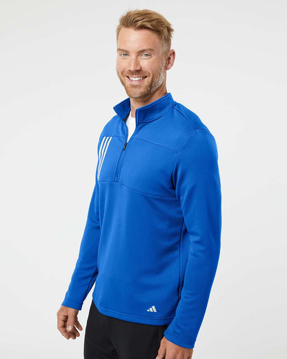 Adidas 3-Stripes Double Knit Quarter-Zip Pullover A482 #colormdl_Team Royal/ Grey Two