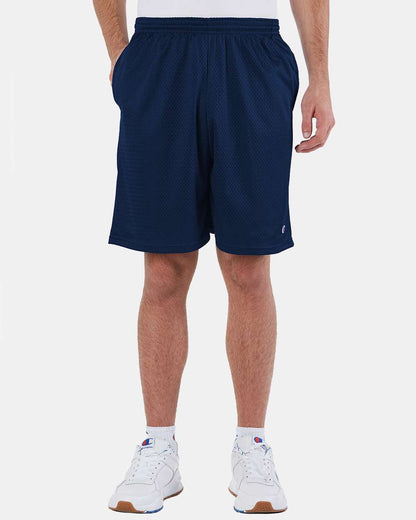 Champion Polyester Mesh 9" Shorts with Pockets S162 #colormdl_Navy