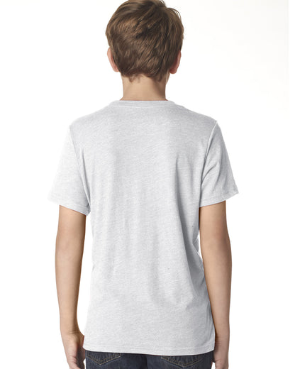 Next Level Apparel Youth Triblend Crew N6310 #color_HEATHER WHITE