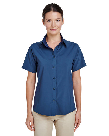 Harriton Ladies' Paradise Short-Sleeve Performance Shirt M610SW #color_POOL BLUE