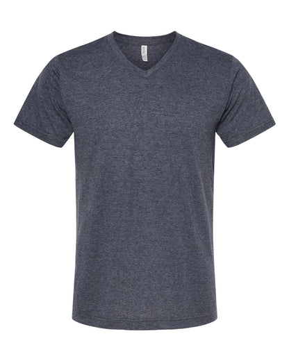 M&O Deluxe Blend V-Neck T-Shirt 3543 #color_Heather Navy