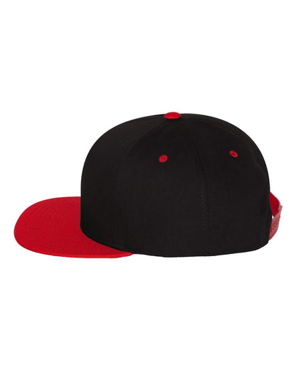 YP Classics Five-Panel Cotton Twill Snapback Cap 6007 #color_Black/ Red