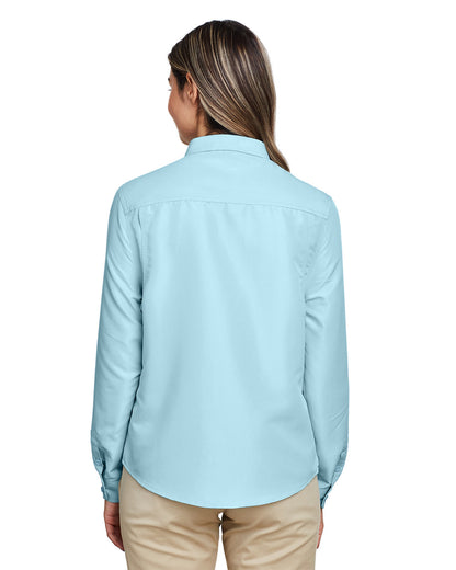 Harriton Ladies' Key West Long-Sleeve Performance Staff Shirt M580LW #color_CLOUD BLUE