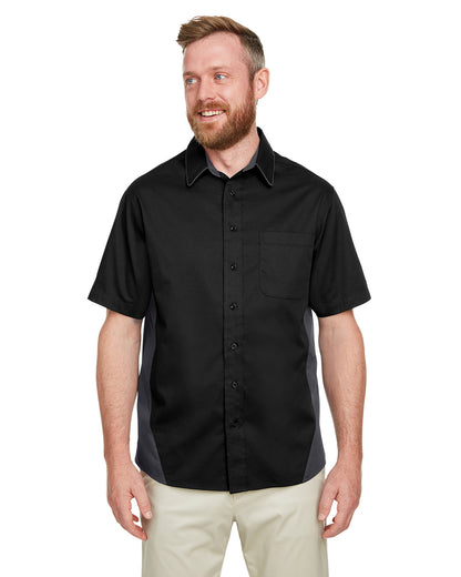 Harriton Men's Flash IL Colorblock Short Sleeve Shirt M586 #color_BLACK / DK CHARCL