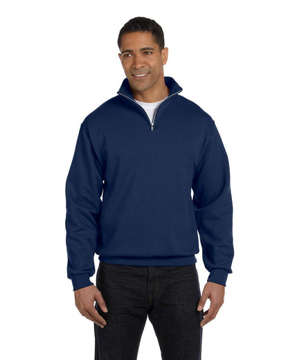 JERZEES Adult 8 oz. NuBlend® Quarter-Zip Cadet Collar Sweatshirt 995M #color_J NAVY