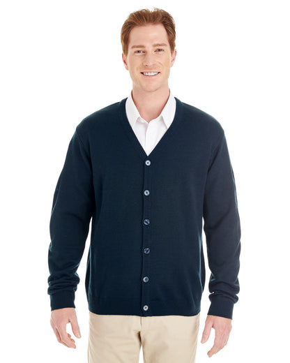 Harriton Men's Pilbloc™ V-Neck Button Cardigan Sweater M425 #color_DARK NAVY