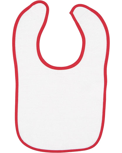 Rabbit Skins Infant Contrast Trim Terry Bib 1003 #color_WHITE / RED