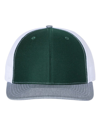 Richardson Snapback Trucker Cap 112 #color_Dark Green/ White/ Heather Grey