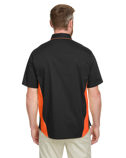 Harriton Men's Flash IL Colorblock Short Sleeve Shirt M586 #color_BLACK / TM ORANGE