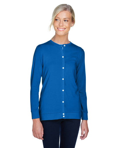 Devon & Jones Ladies' Perfect Fit™ Ribbon Cardigan DP181W #color_FRENCH BLUE