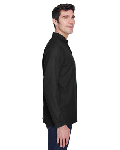 Devon & Jones Men's Pima Piqué Long-Sleeve Polo D110 #color_BLACK