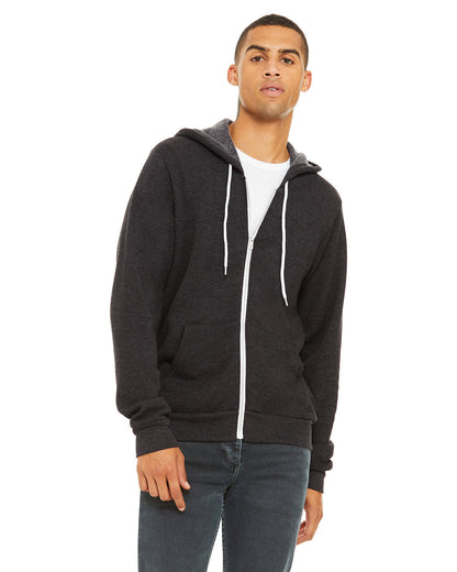 BELLA + CANVAS Unisex Sponge Fleece Full-Zip Hooded Sweatshirt 3739 #color_DARK GRY HEATHER