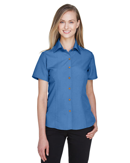 Harriton Ladies' Barbados Textured Camp Shirt M560W #color_POOL BLUE