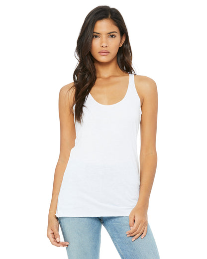 BELLA + CANVAS Ladies' Triblend Racerback Tank 8430 #color_SOLID WHT TRBLND