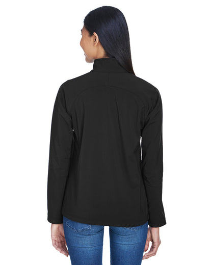 North End Ladies' Three-Layer Fleece Bonded Performance Soft Shell Jacket 78034 #color_BLACK