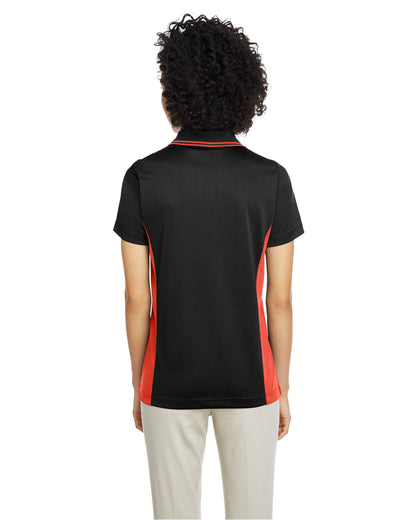 Harriton Ladies' Flash Snag Protection Plus IL Colorblock Polo M386W #color_BLACK / TM ORANGE