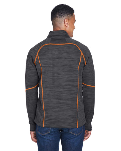 North End Men's Flux Mélange Bonded Fleece Jacket 88697 #color_CRBN / ORNG SODA