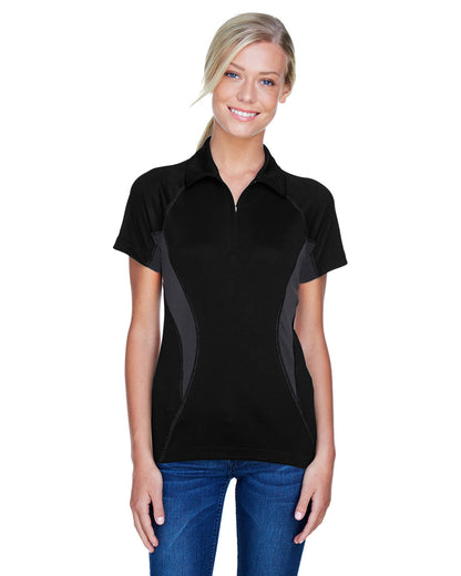 North End Ladies' Serac UTK CoolLogik™ Performance Zippered Polo 78657 #color_BLACK