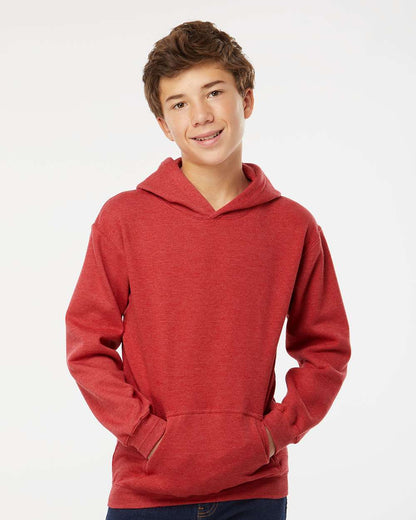 M&O Youth Fleece Pullover Hoodie 3322 #colormdl_Heather Red