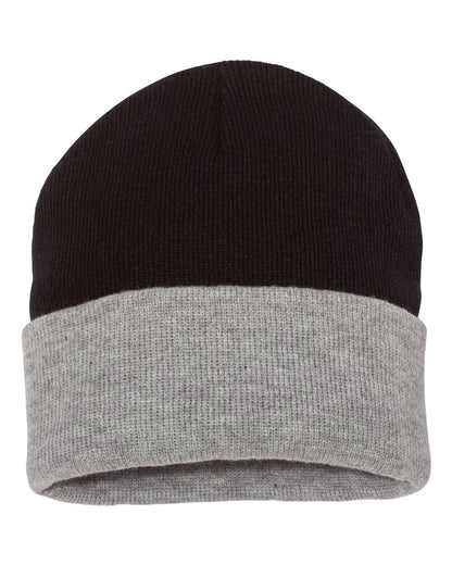 Sportsman 12" Color Blocked Cuffed Beanie SP12T #color_Black/ Heather