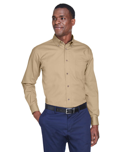 Harriton Men's Easy Blend™ Long-Sleeve Twill Shirt with Stain-Release M500 #color_STONE