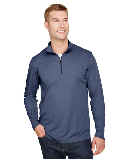 Team 365 Men's Zone Sonic Heather Performance Quarter-Zip TT31H #color_SP DRK NVY HTH