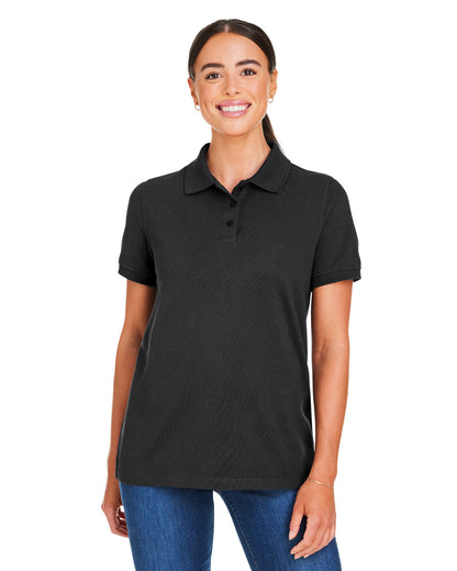 Harriton Ladies' Valiant Cotton Snag Protect Polo M205W #color_BLACK