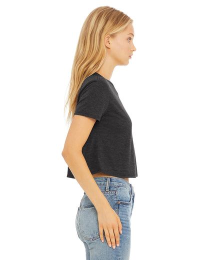 BELLA + CANVAS Ladies' Flowy Cropped T-Shirt B8882 #color_DARK GRY HEATHER