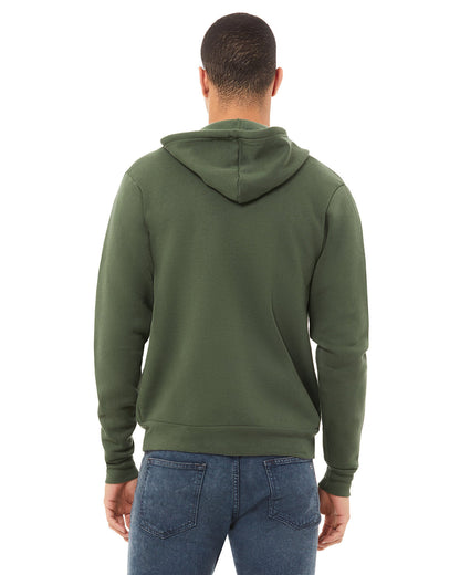 BELLA + CANVAS Unisex Sponge Fleece Full-Zip Hooded Sweatshirt 3739 #color_MILITARY GREEN