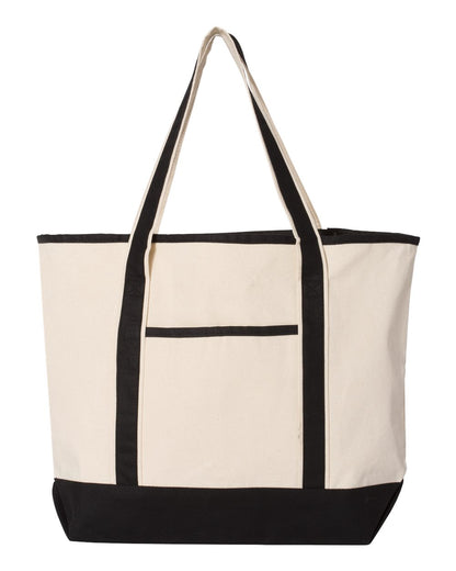 Q-Tees 34.6L Large Canvas Deluxe Tote Q1500 #color_Natural/ Black