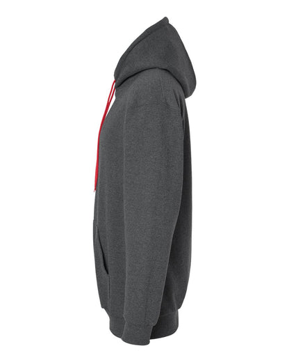 King Fashion Two-Tone Hooded Sweatshirt KF9041 #color_Charcoal/ Red