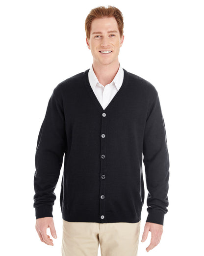 Harriton Men's Pilbloc™ V-Neck Button Cardigan Sweater M425 #color_BLACK