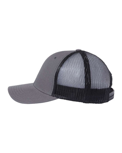 Atlantis Headwear Sustainable Recy Three Trucker Cap RETH #color_Dark Grey/ Black