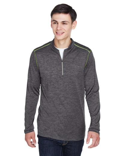 Core365 Men's Kinetic Performance Quarter-Zip CE401 #color_CARBON / ACD GRN
