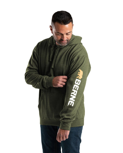 Berne Men's Tall Signature Sleeve Hooded Pullover SP401T #color_CEDAR GREEN